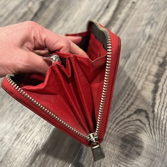 Furla Red Saffiano Leather Zip Around Wallet - Picture 14 of 16